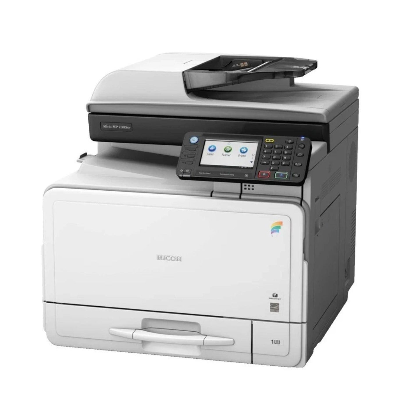 RICOH MP C305SPF FAST DUPLEX NETWORK 1200 DPI USB ETHERNET A4 COLOR WORKGROUP LASER PRINTER COPIER  -  VERY GOOD  REFURBISHED