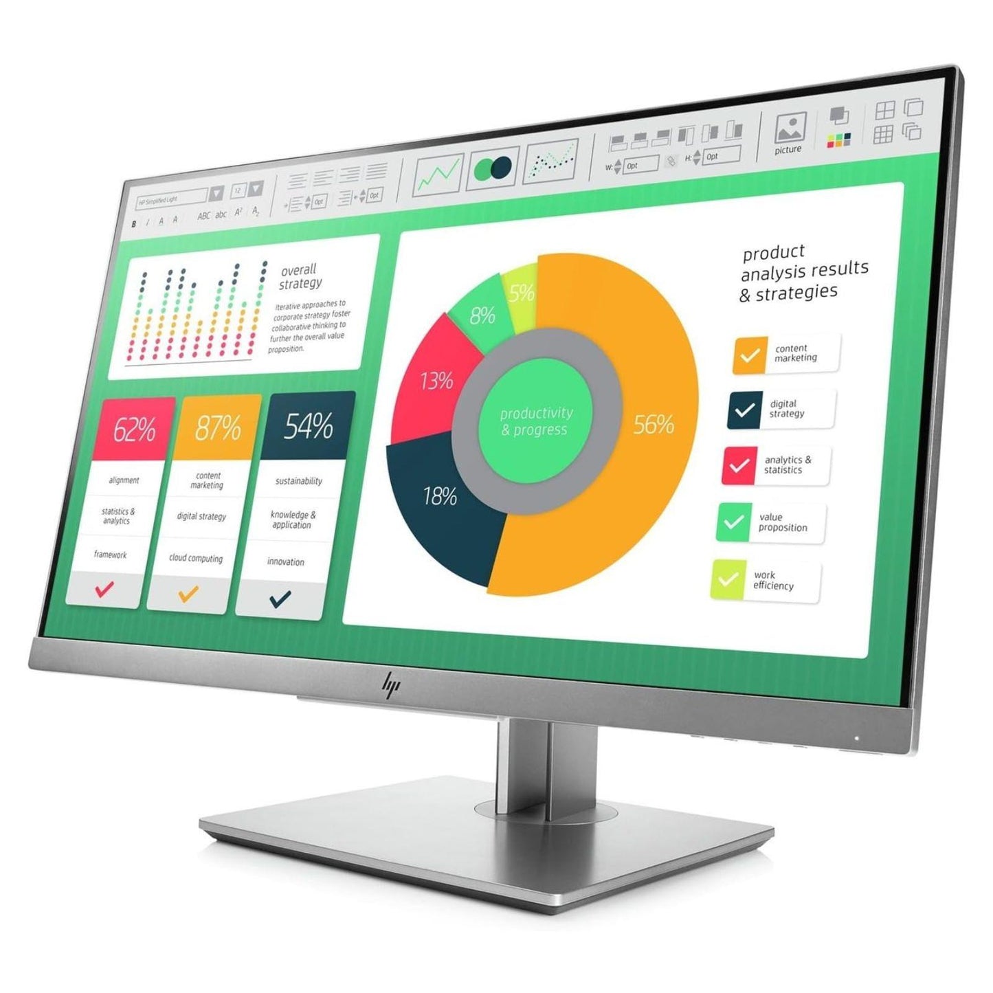 HP ELITEDISPLAY E223 21.5" FHD 1920X1080 IPS LED MONITOR DP HDMI VGA / NO STAND MONITOR FOR HOME & OFFICE USE   -  GOOD REFURBISHED