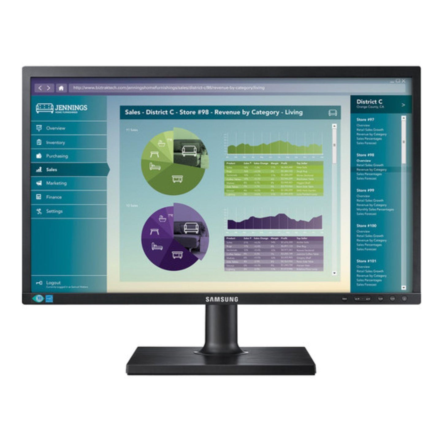 SAMSUNG S22E450BW 22" WSXGA+ 1680X1050 LED MONITOR DP HDMI PORT / WITHOUT STAND MONITOR FOR HOME & OFFICE USE      -  GOOD REFURBISHED