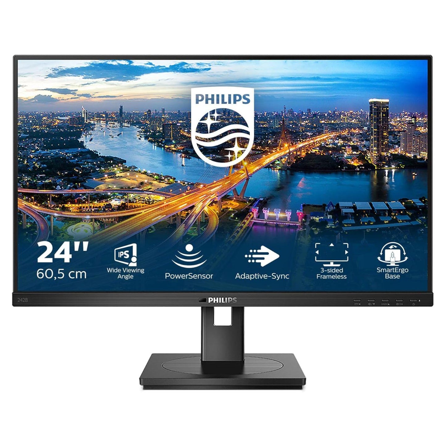 PHILLIPS 242B1 23.8" FHD 1920X1080 IPS LED MONITOR DP VGA HDMI DVI WITHOUT STAND MONITOR FOR HOME & OFFICE USE     -  GOOD REFURBISHED