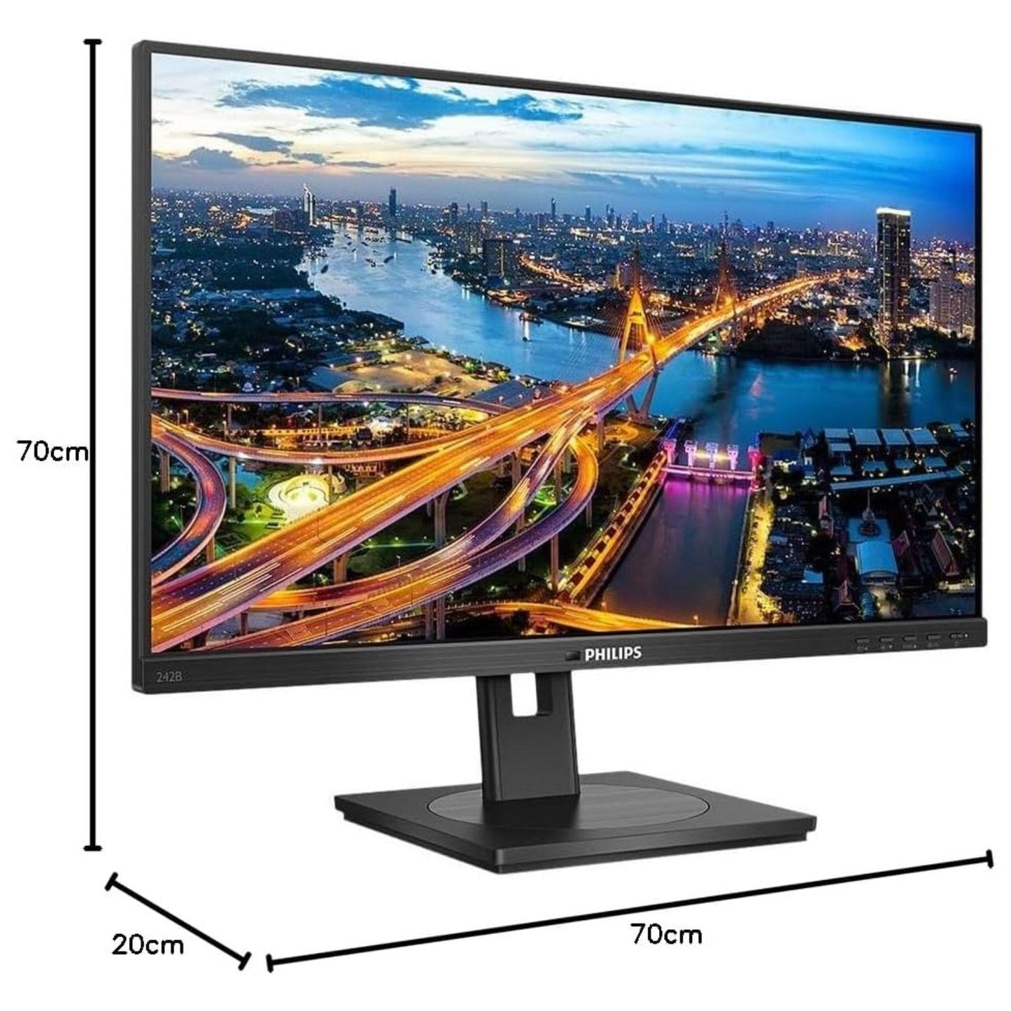 PHILIPS 242B1 23.8" FHD 1920X1080 IPS LED MONITOR DP HDMI VGA DVI /WITHOUT STAND MONITOR FOR HOME & OFFICE USE    -  GOOD REFURBISHED