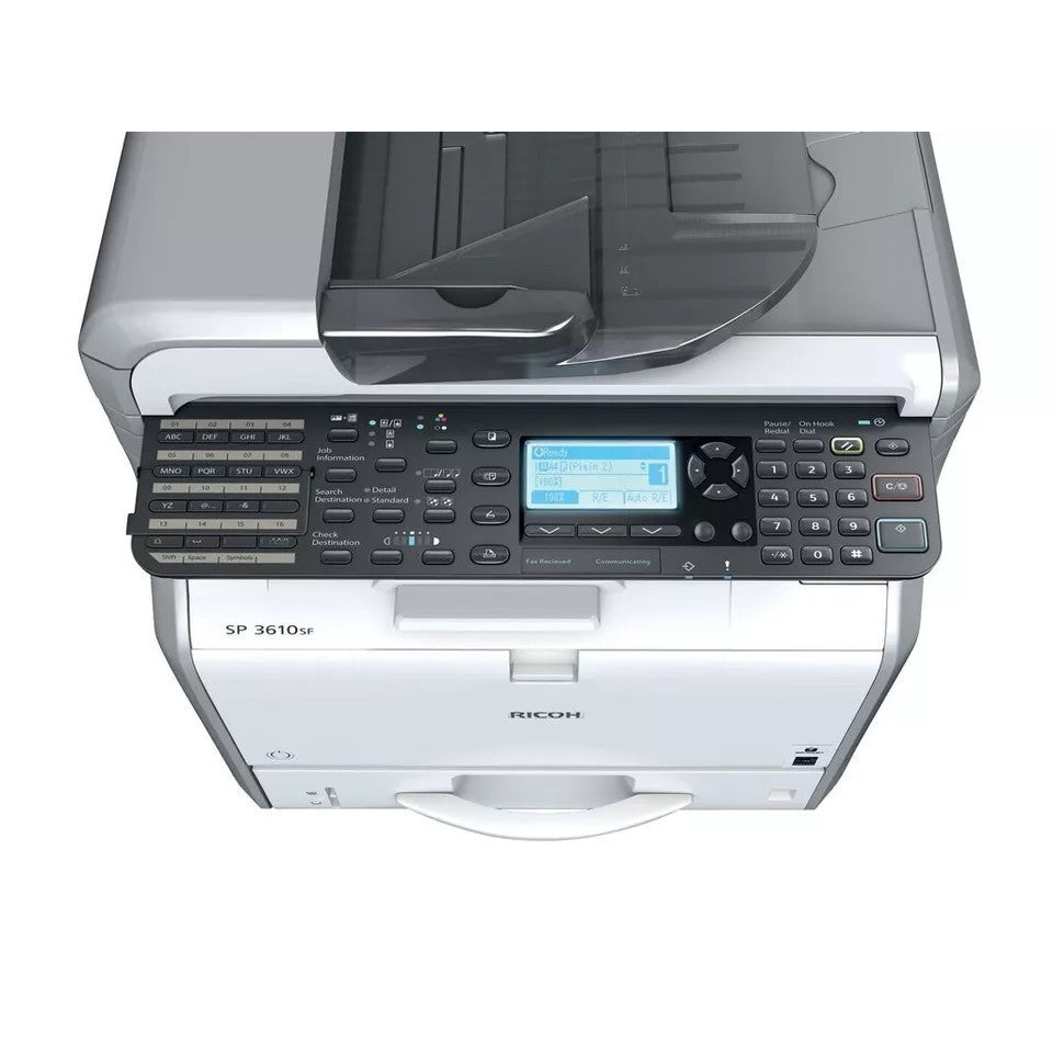 RICOH SP 3600SF AIO DUPLEX NETWORK USB FAST 30PPM 600DPI A4 MONO LASER PRINTER  -  GOOD - REFURBISHED