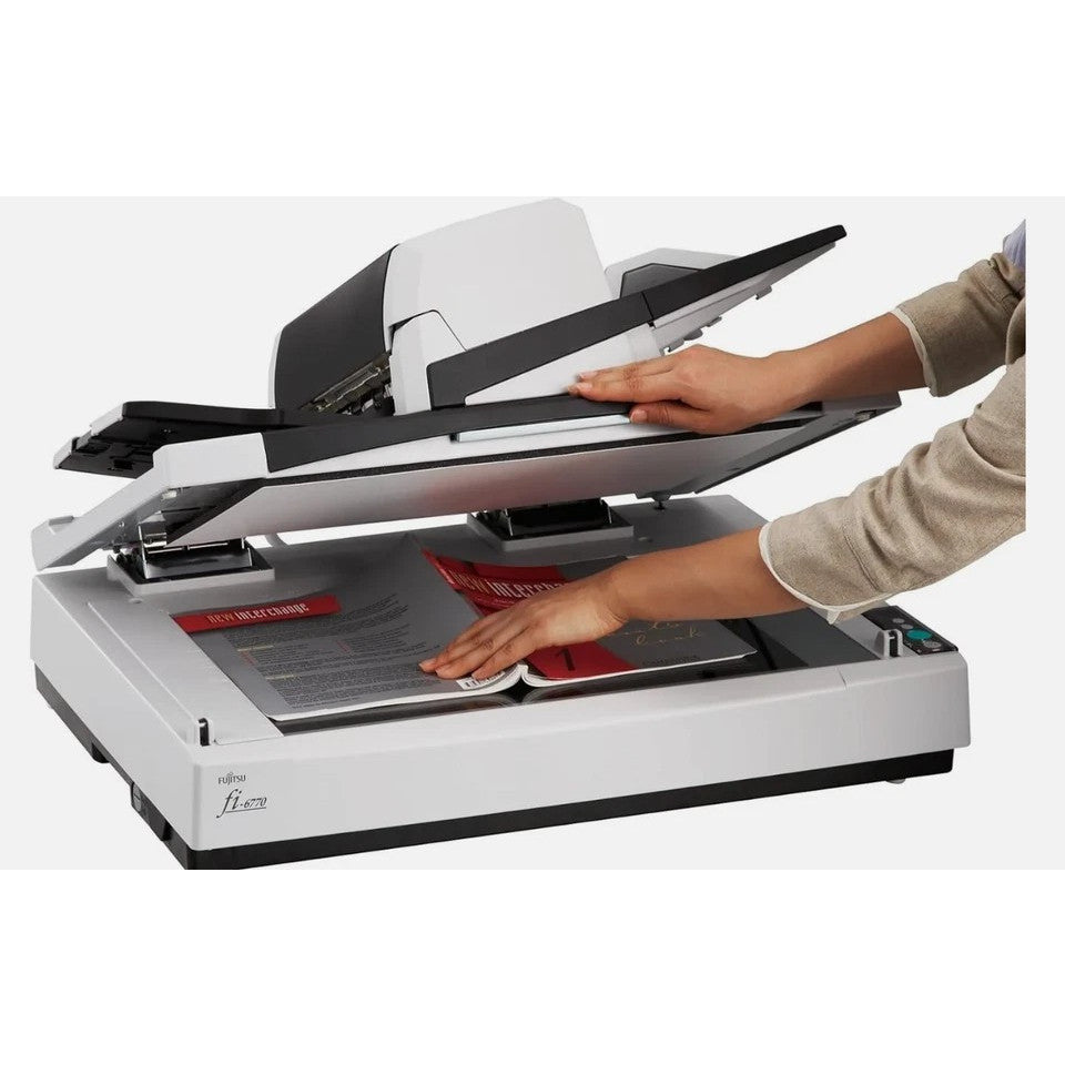 FUJITSU FI-6770 HI-SPEED A3 DUPLEX COLOR PRODUCTION FAST ADF + FLATBED SCANNER    -    EXCELLENT - REFURBISHED