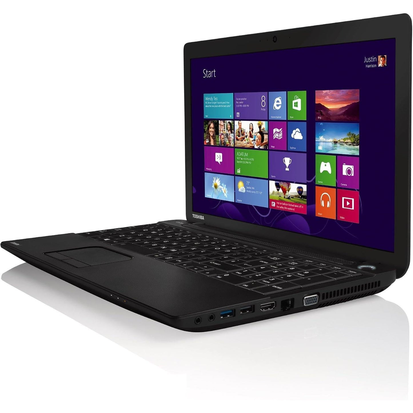 Toshiba Satellite Pro C50-A-1MX Windows 11 Laptop i3 128GB SSD 15" HD Webcam DVD WiFi BT -  Very Good Refurbished