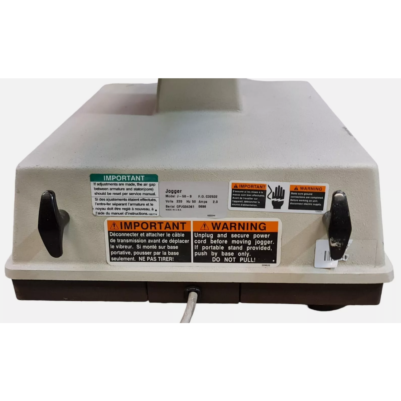 FMC SYNTRON J-50-B PAPER JOGGER 4 COMPARTMENTS TILT RACK 220V 2A