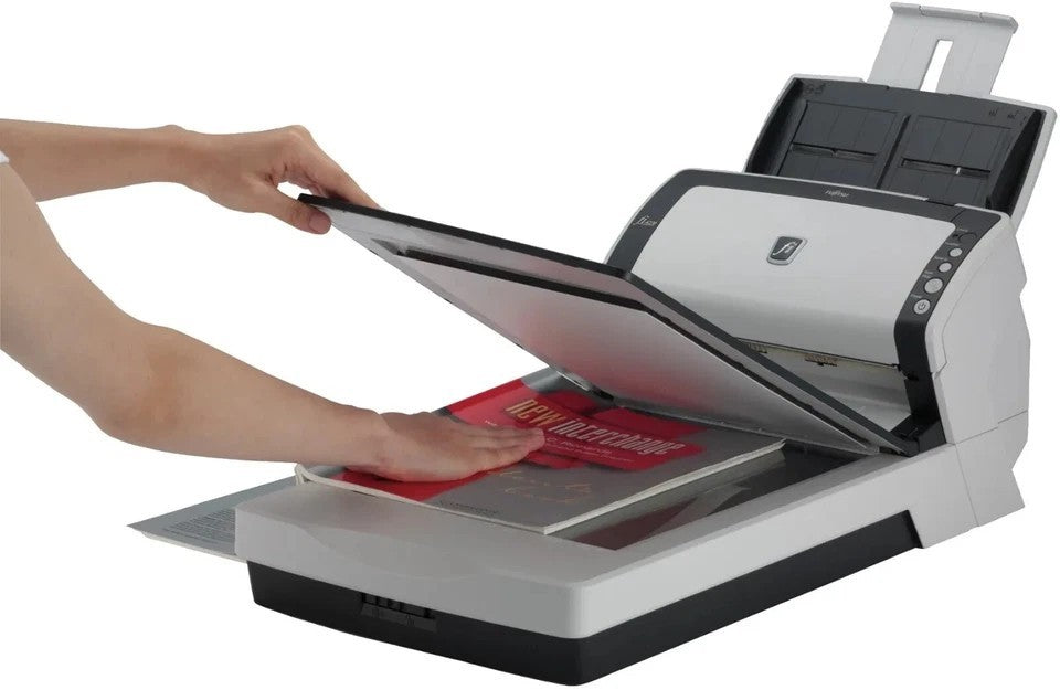 FUJITSU FI-6230 HIGH SPEED DUPLEX DOCUMENT 40PPM SCANNER WITH FLATBED & TRAYS