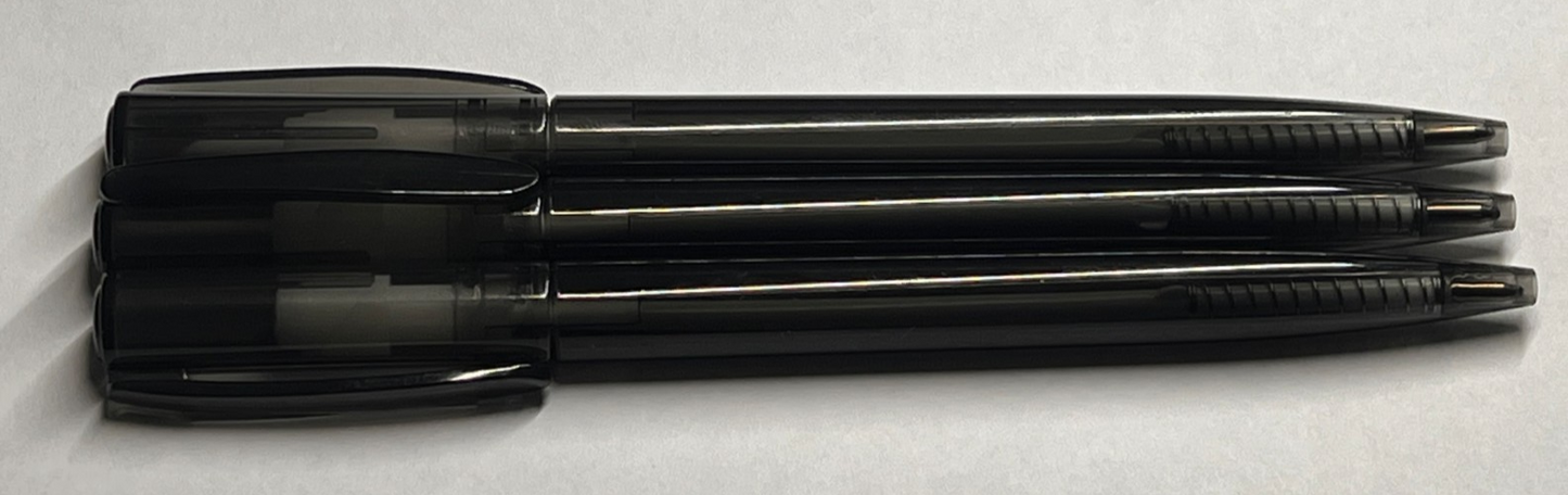 3X CHALLENGER FROST PLASTIC BODY CHANGABLE RIFILL SLEEK BLACK BALL PEN