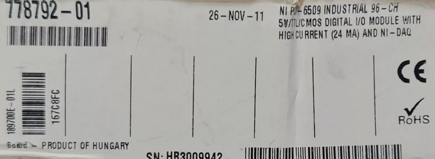NATIONAL INSTRUMENTS PCI-6509 96-CHANNEL DIGITAL I/O INTERFACE MODULE