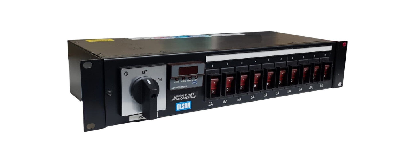 OLSON DIGITAL POWER MONITORING PDU 10 WAY 19" 2U POWER METERED INDIVIDUAL CB