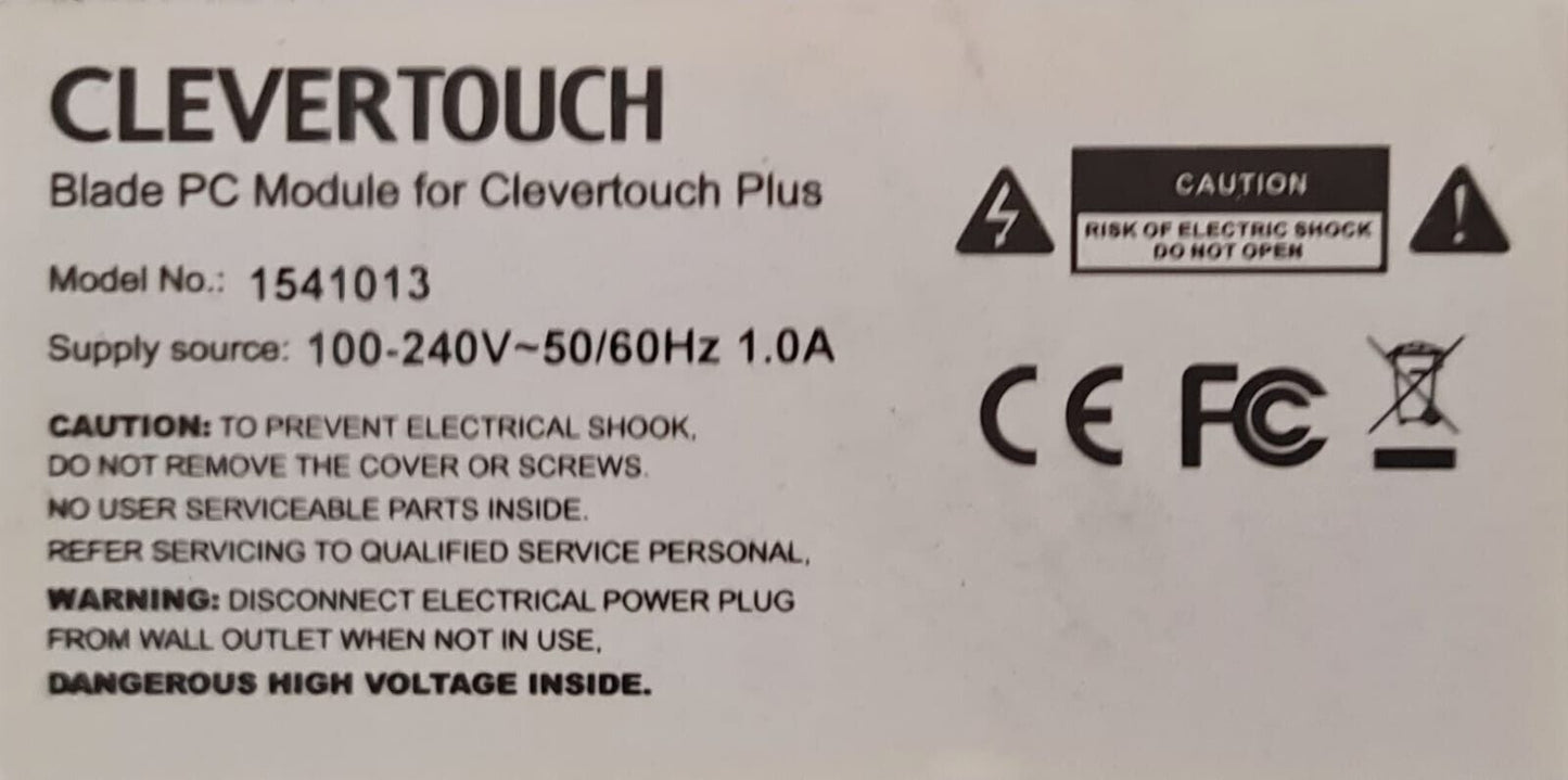 CLEVERTOUCH BLADE i7 PC MODULE 1541013 2K4K HDMI VGA USB MINI DISPLAY PORT
