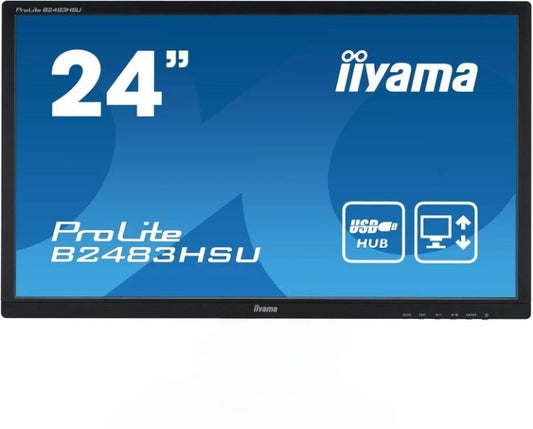 IIYAMA PROLITE B2483HSU 24" FHD 1920X1080 LED MONITOR DP VGA HDMI /WITHOUT STAND