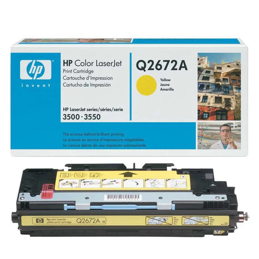 NEW Q2672A GENUINE ORIGINAL YELLOW TONER CARTRIDGE HP309A 3500 3550 /Damaged Box