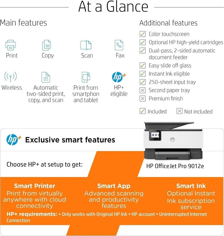 HP OFFICEJET PRO 9012E DUPLEX WIRELESS USB A4 COLOR MULTIFUNCTION INKJET PRINTER