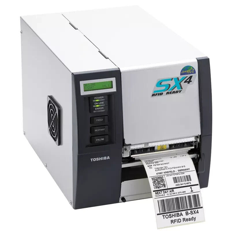 TOSHIBA B-SX4T-GS20-QM-R PARALLEL/SERIAL INDUSTRIAL FAST THERMAL LABEL PRINTER