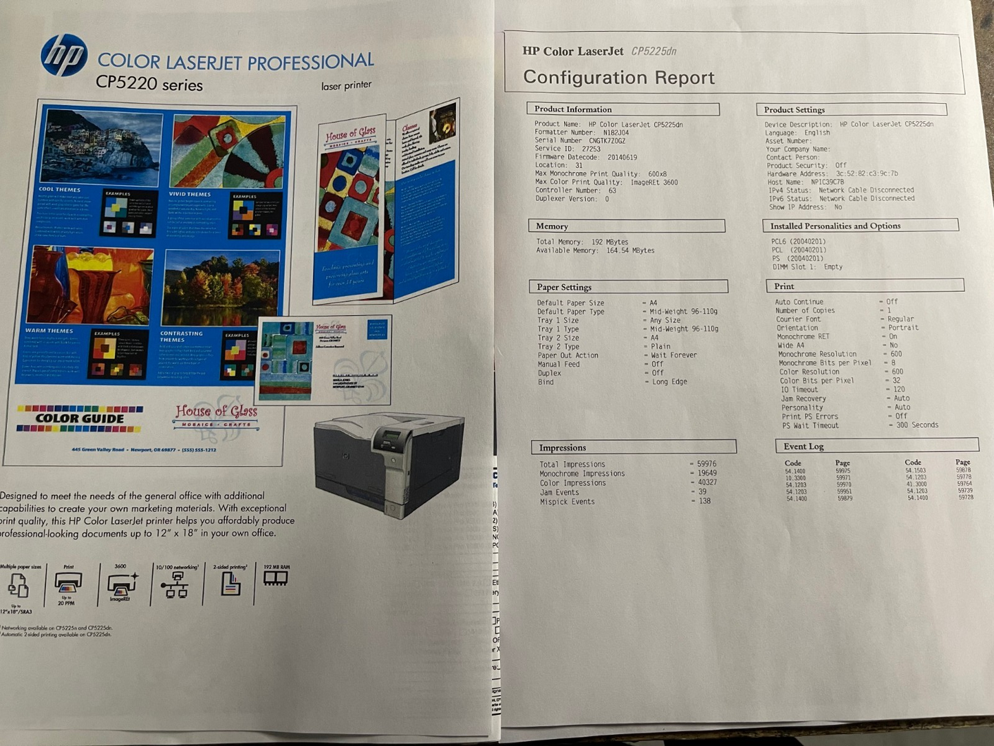 HP LASERJET CP5225DN A3 COLOR PRINTER AUTO DUPLEX NETWORK USB 20PPM WIDE FORMAT