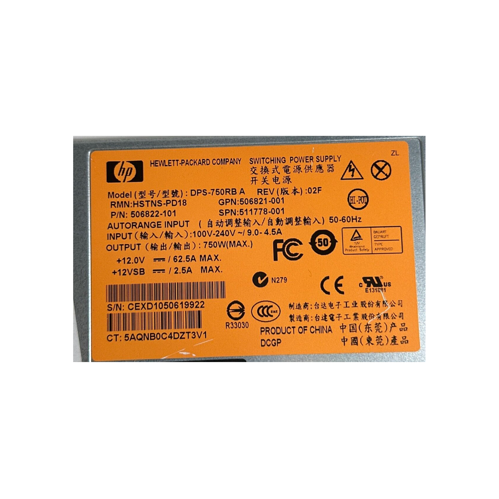 HP ProLiant ML350 G6 DPS-750RB A 750W Server Switching Power Supply 506822-101