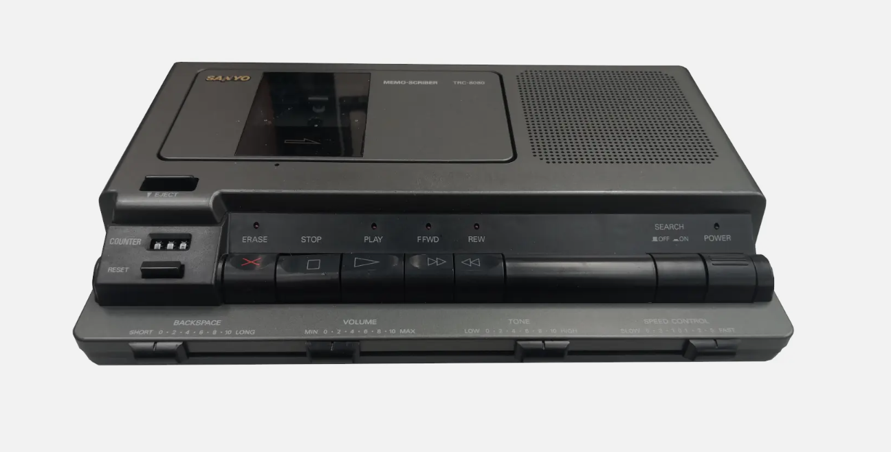 SANYO COMPACT CASSETTE TRANSCRIBING SYSTEM PACE MACHINE RTL8080 WITH ACCESSORIES