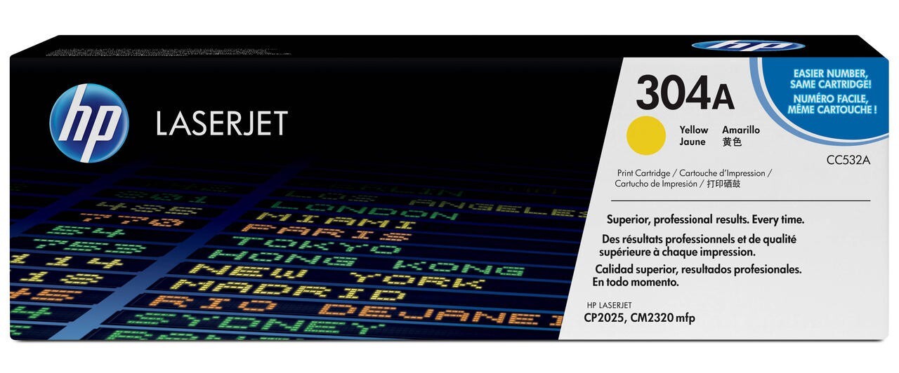 New Sealed Genuine HP CC532A 304A Yellow Print Cartridge (2,800 Pages)