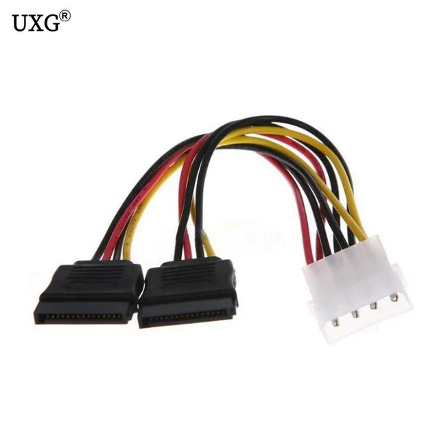 Molex to SATA Power Splitter Y Cable 4 Pin to 15 Pin Dual Hard Drive Power Lead