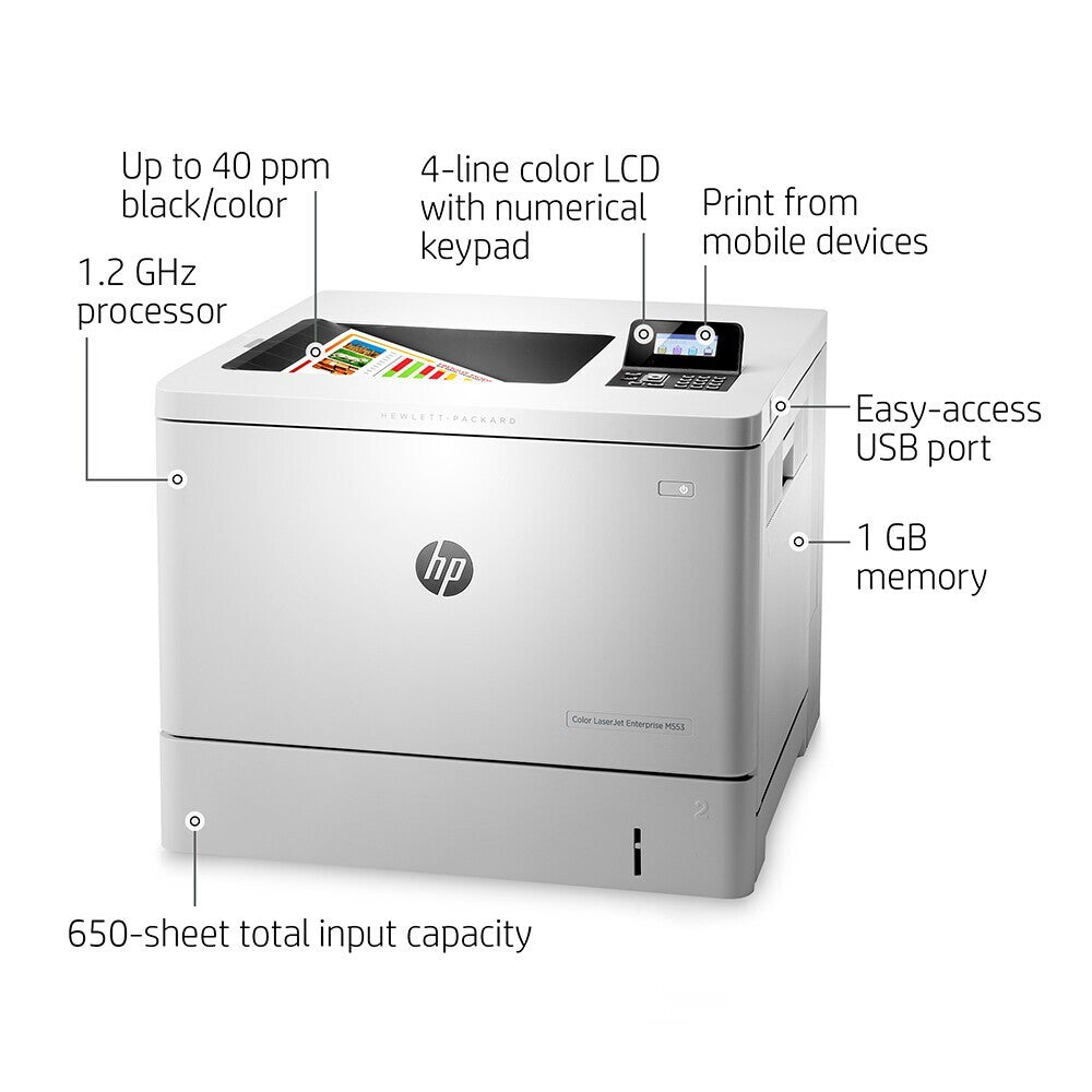 HP COLOR LASERJET M553N A4 NETWORK USB DESKTOP FAST WORKGROUP LASER PRINTER