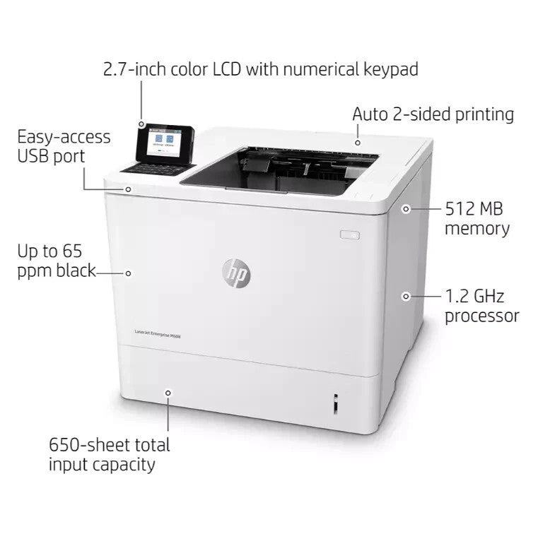 HP LASERJET ENTERPRISE M608N A4 ULTRA FAST 61PPM NETWORK USB MONO LASER PRINTER