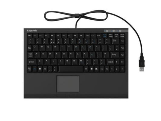 KEYSONIC ACK-540U+ BLACK MINI KEYBOARD WITH INTEGRATED SMART TOUCHPAD UK LAYOUT