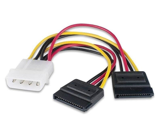 Molex to SATA Power Splitter Y Cable 4 Pin to 15 Pin Dual Hard Drive Power Lead