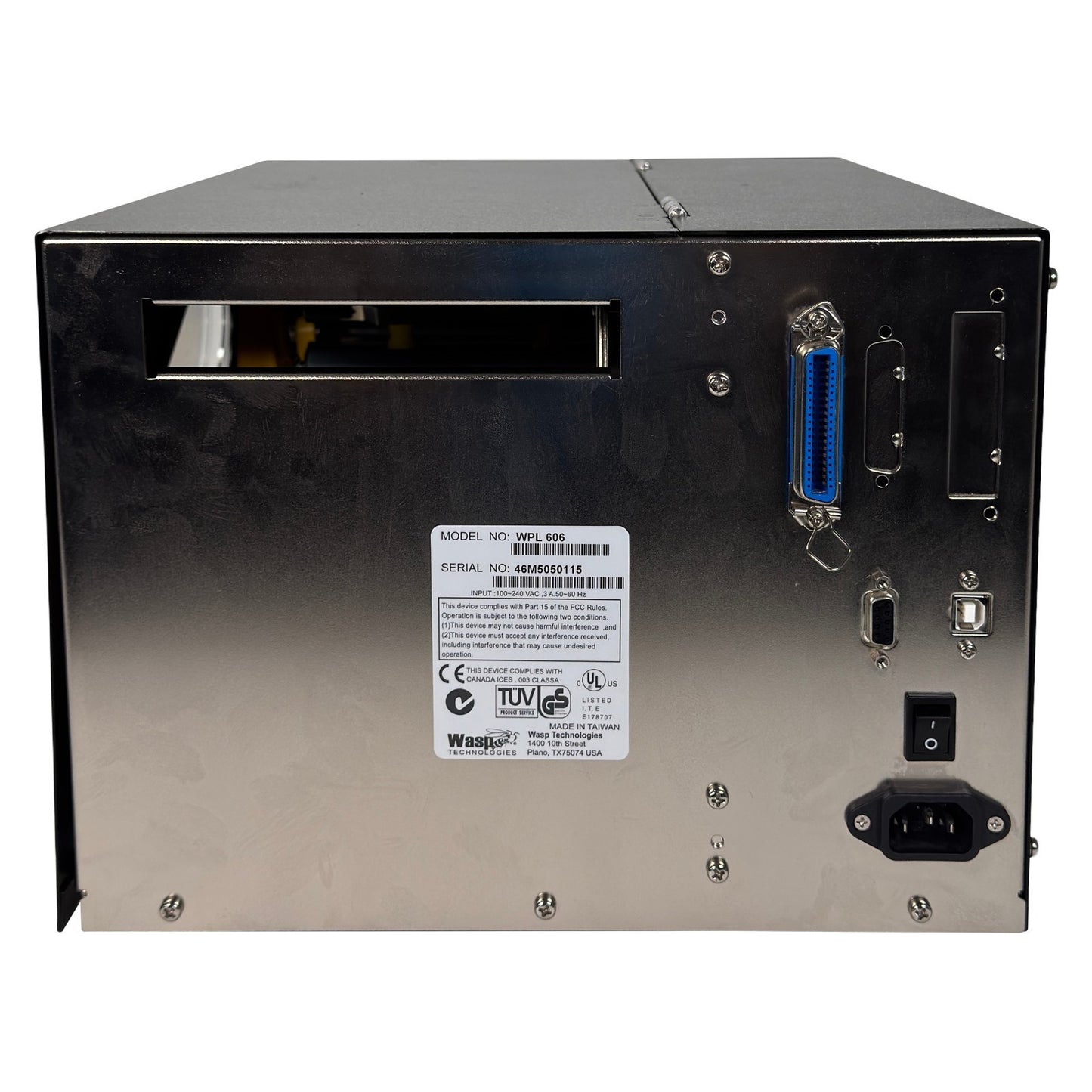WASP WPL606 THERMAL TRANSFER & DIRECT INDUSTRIAL 203DPI LABEL BATCH 4X6 PRINTER    -    GOOD - REFURBISHED