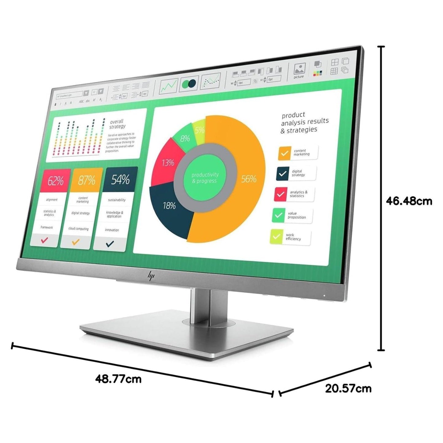 HP ELITEDISPLAY E223 21.5" FHD 1920X1080 IPS LED MONITOR DP HDMI VGA / NO STAND MONITOR FOR HOME & OFFICE USE   -  GOOD REFURBISHED
