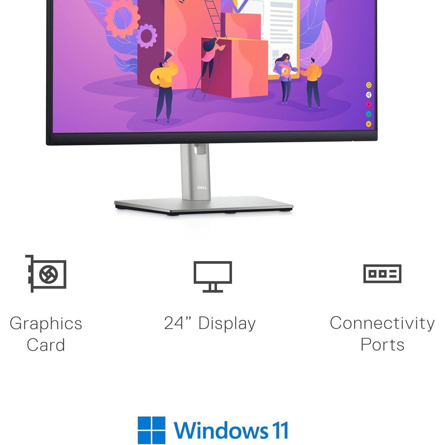 DELL P2422H 24" IPS LED MONITOR, FULL HD 1920X1080 DISPLAY, DP HDMI VGA USB PORTS, 5MS RESPONSE TIME    -  GOOD REFURBISHED