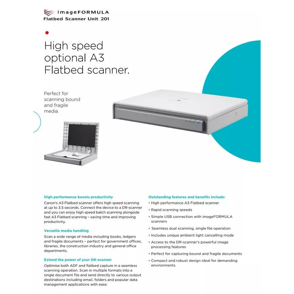CANON IMAGEFORMULA FLATBED SCANNER UNIT 201 COLOR A3 A4 HIGH-RESOLUTION SCANNER   -    NEW