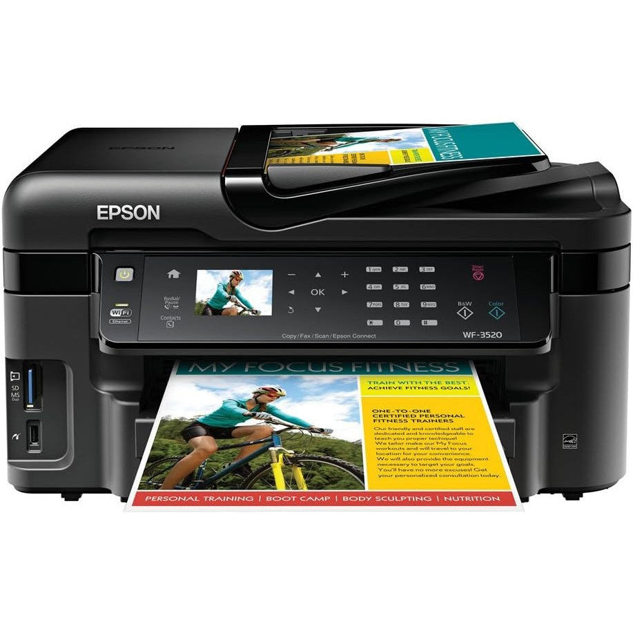 EPSON WF-3520 DUPLEX NETWORK USB FAST 15PPM A4 MONO / BLACK&WHITE INKJET PRINTER   -   USED
