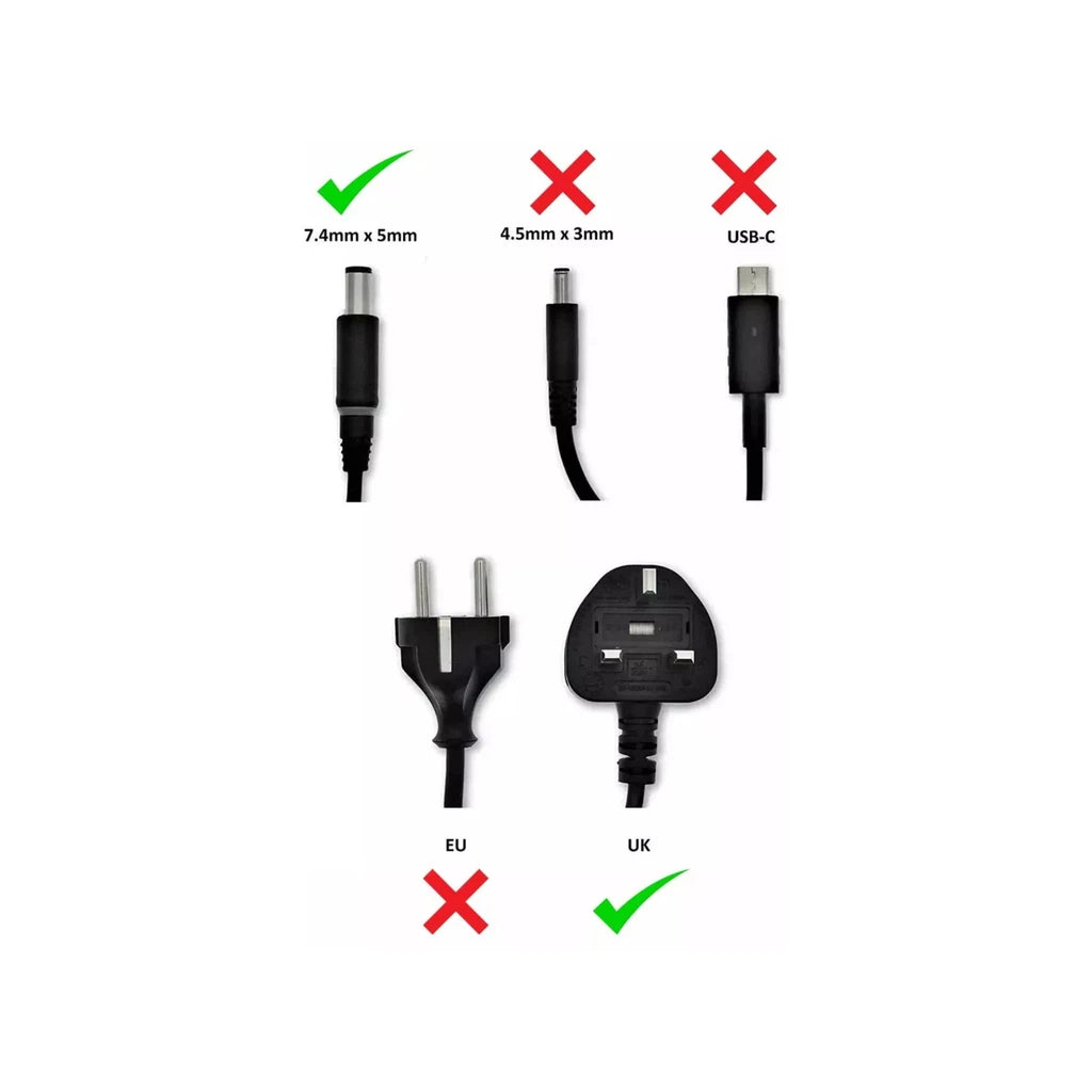 Dell Laptop Charger 19.5V-3.34A, 65W (4.5mm Pin) With Power Lead