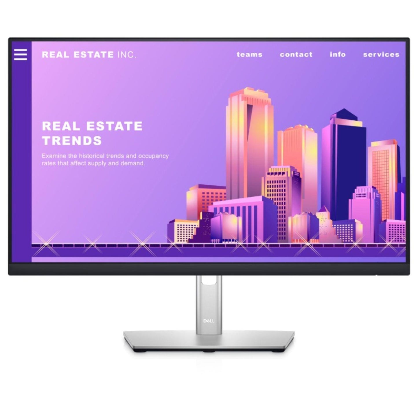 DELL P2422H 24" IPS LED MONITOR, FULL HD 1920X1080 DISPLAY, DP HDMI VGA USB PORTS, 5MS RESPONSE TIME    -  GOOD REFURBISHED