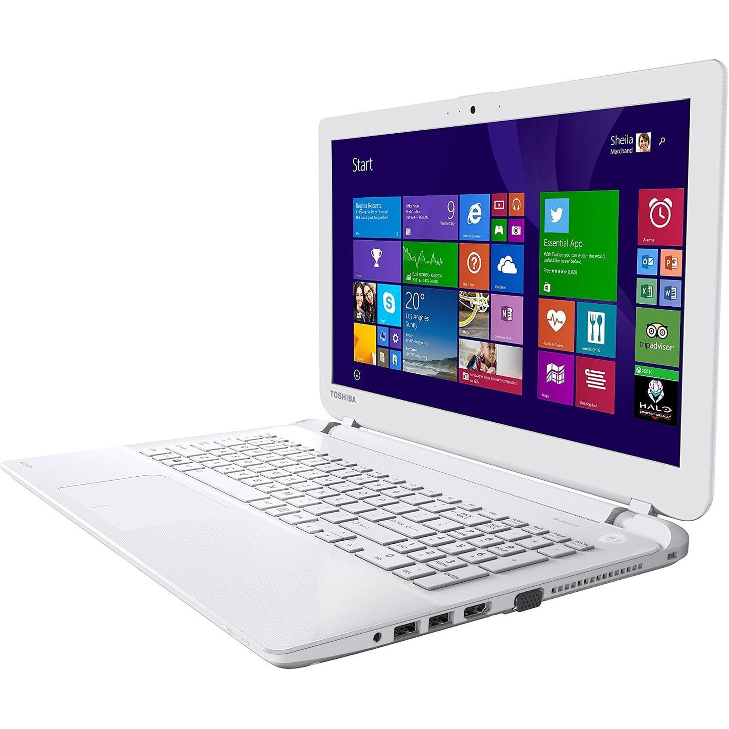 Toshiba Satellite L50-B Windows 11 Laptop 15" Core I3 8GB RAM 500GB Storage HD Webcam, DVD, BT, Wifi, White Colour - Very Good - Refurbished
