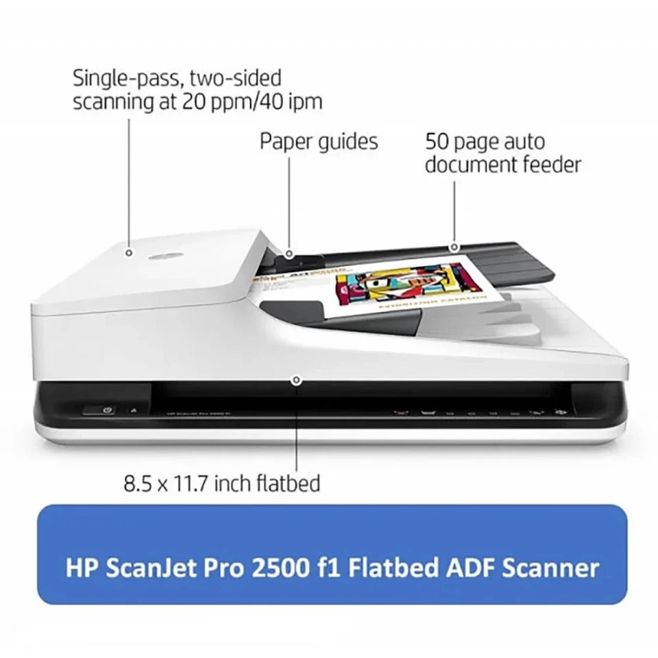 HP SCANJET PRO 2500 F1 A4 FLATBED & SHEETFED DUPLEX COMPACT A4 SCANNER L2747A    -  VERY GOOD - REFURBISHED