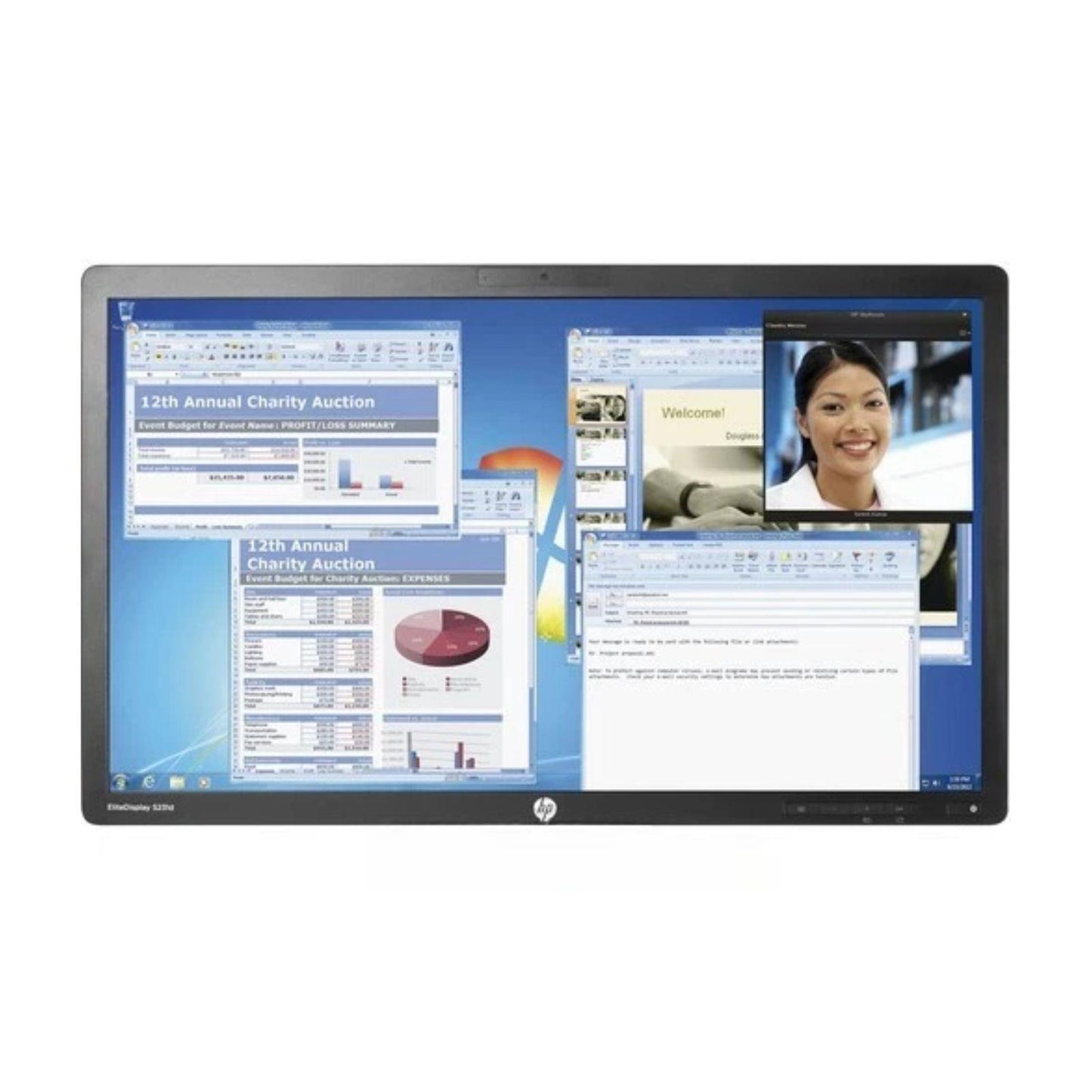HP S231D 23" FHD 1920X1080 IPS LED BACKLIT MONITOR DISPLAY PORT VGA / NO STAND  -  GOOD  REFURBISHED