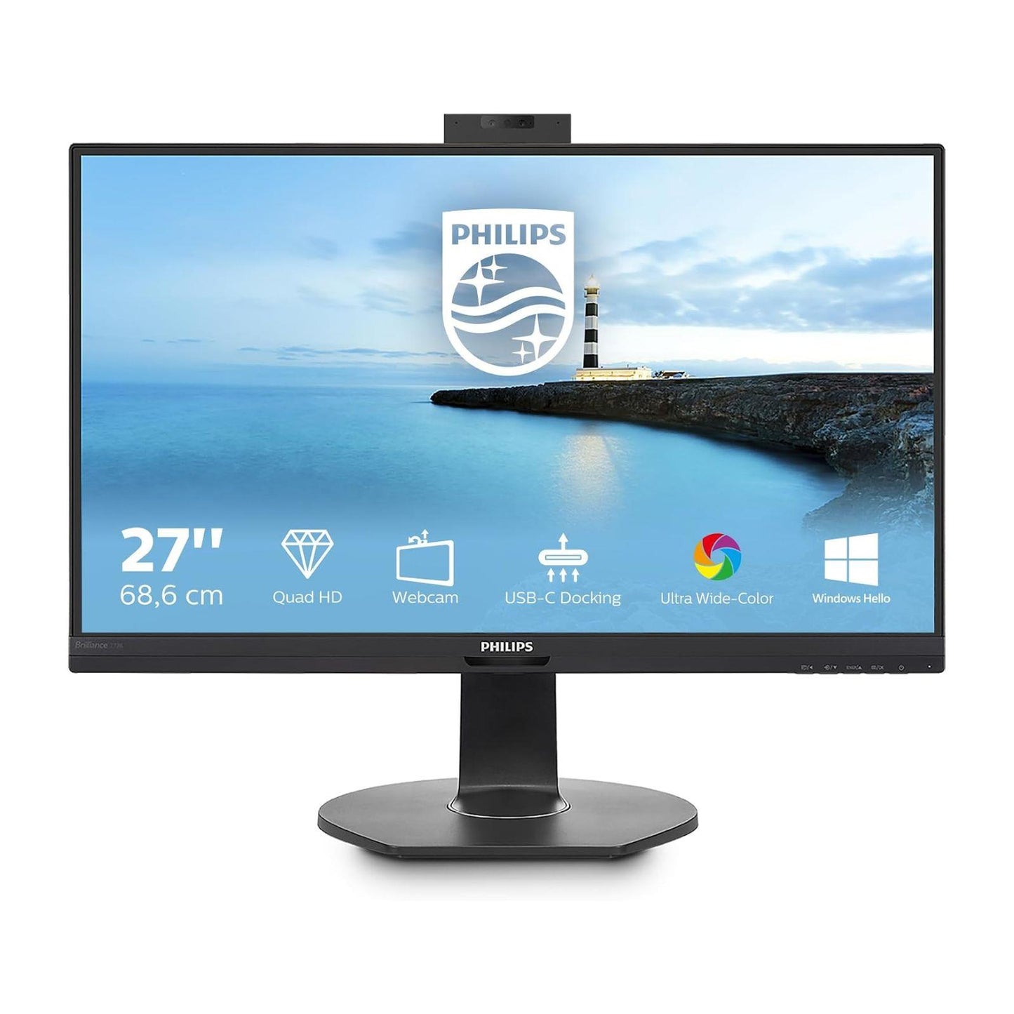 PHILIPS 272B7QU PC MONITOR 27" IPS LED QHD 2560X1440 USB DP VGA HDMI PORT 5 M/S OFFICE, CCTV, GAMING, HOME / NO STAND  -  GOOD REFURBISHED