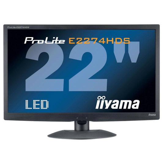 Iiyama E2274HDS Pc Monitor 22" LED FHD 1920x1080 VGA DVI HDMI Port 2 M/S Office, CCTV, Gaming, Home, Monitor   -   Good Refurbished