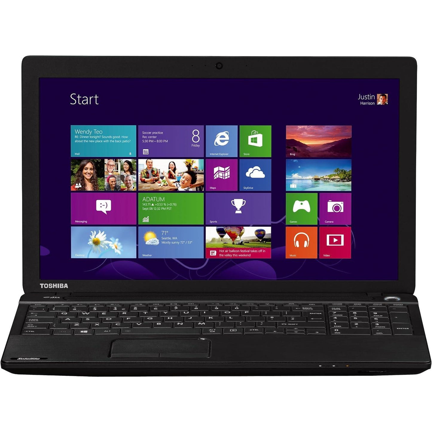 Toshiba Satellite Pro C50-A-1MX Windows 11 Laptop i3 128GB SSD 15" HD Webcam DVD WiFi BT -  Very Good Refurbished
