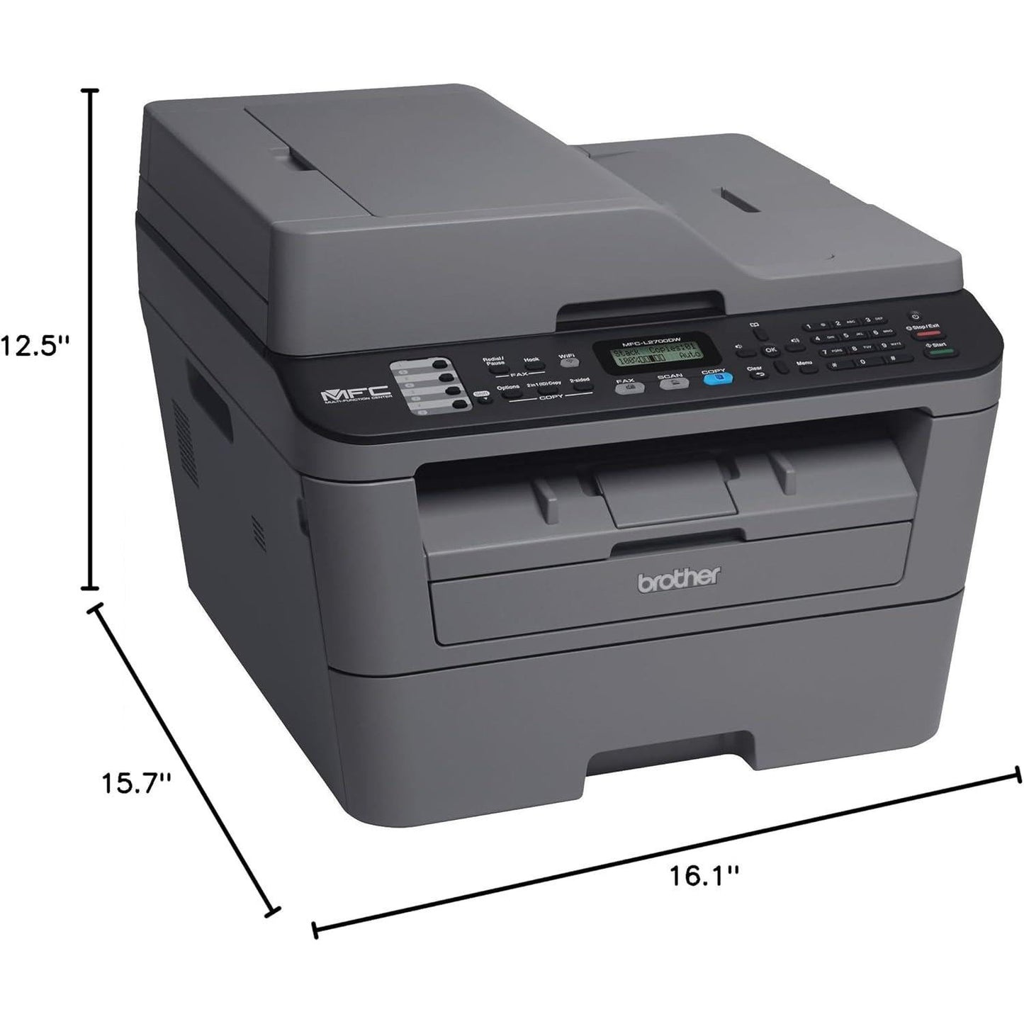 BROTHER MFCL2700DW ALL-IN ONE LASER PRINTER WITH WIRELESS NETWORKING & DUPLEX