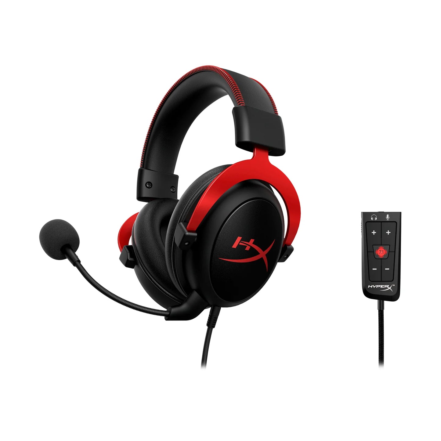 HyperX Cloud II Red Gaming Headset | Original Wired Headphones with 7.1 Surround Sound & Mic