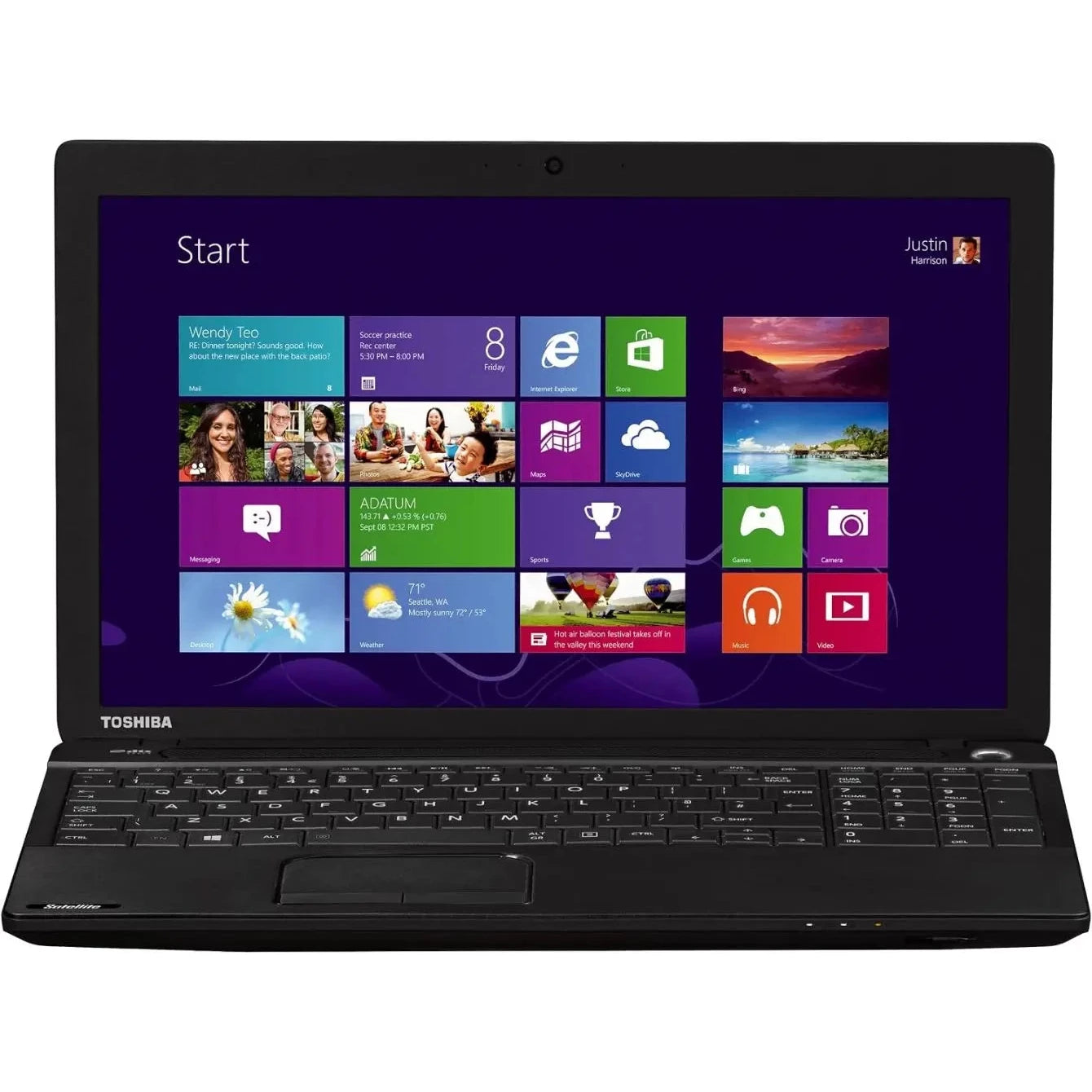 Toshiba Satellite Pro C50-A-1E4 Windows 11 15" Core I5 8GB RAM 500GB Storage HD Webcam, DVD, Wifi, BT  - Very Good – Refurbished
